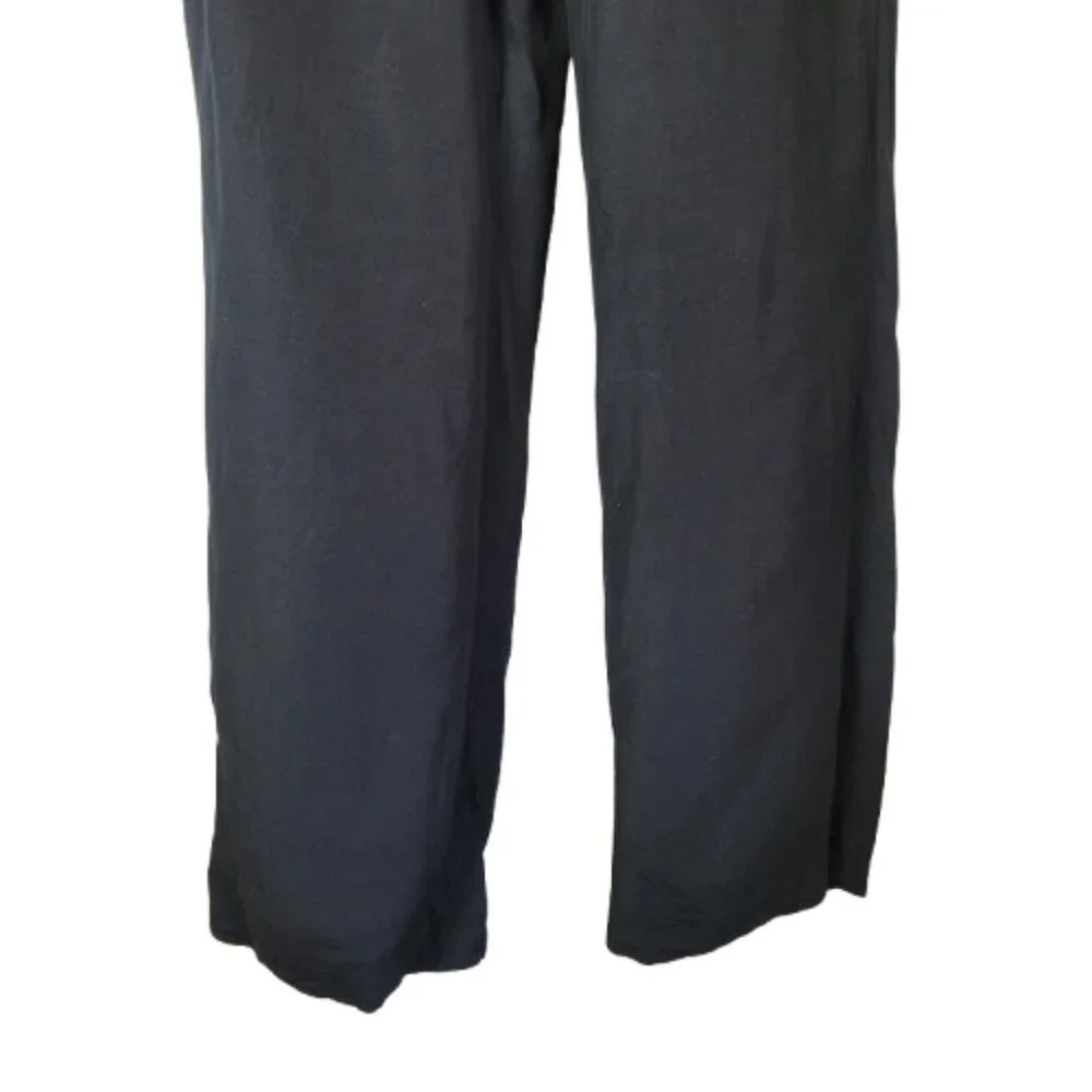 Banana Republic Linen Wide Leg Pants Black